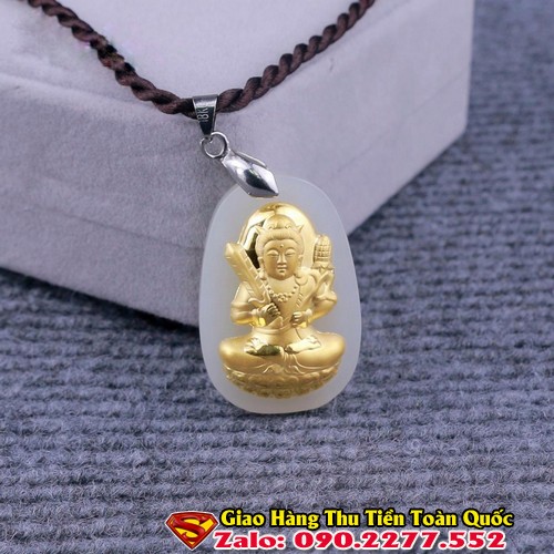 Phật Bản Mệnh Tuổi Tân Sửu 1961 Đá Cẩm Thạch Mạ Vàng