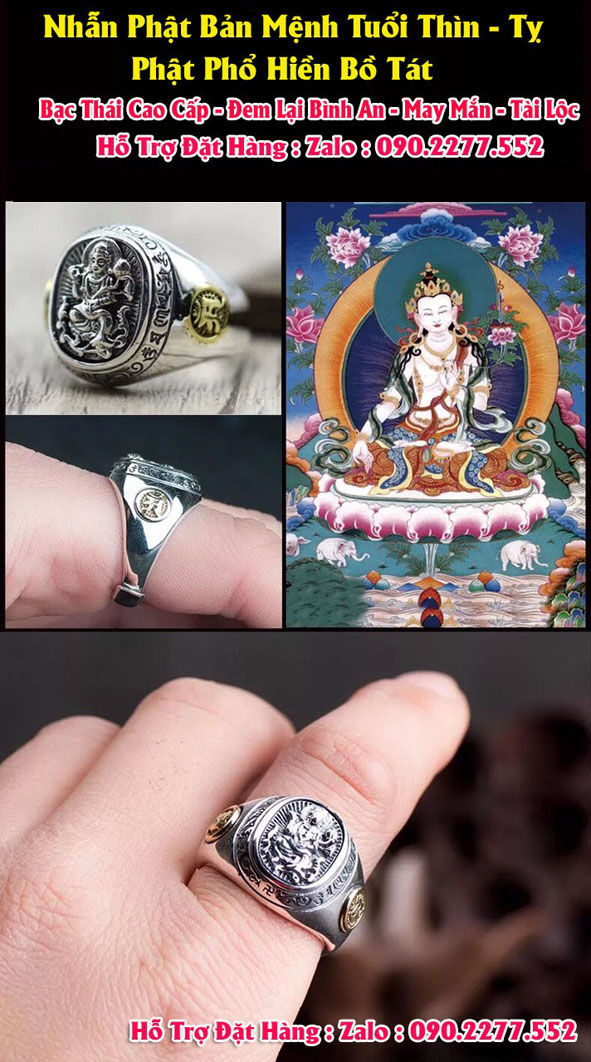 Nhẫn Phong Thuỷ - Nhẫn Phật Bản Mệnh Bạc Thái
