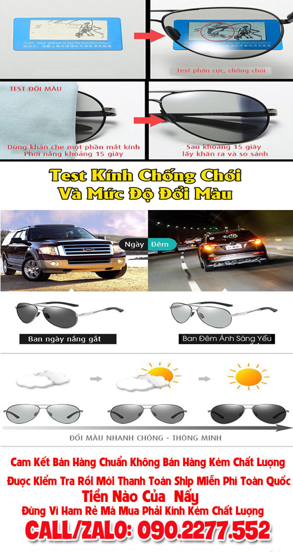 Kính Đi Đêm - Kính Đổi Màu Chống Chói - Kính Mát