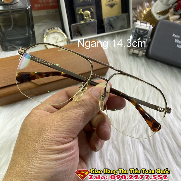 Gọng Kính Cận Castellani 12KGF Vàng Hồng - Gọng Kính Nam Đẹp Bọc Vàng Chính Hãng